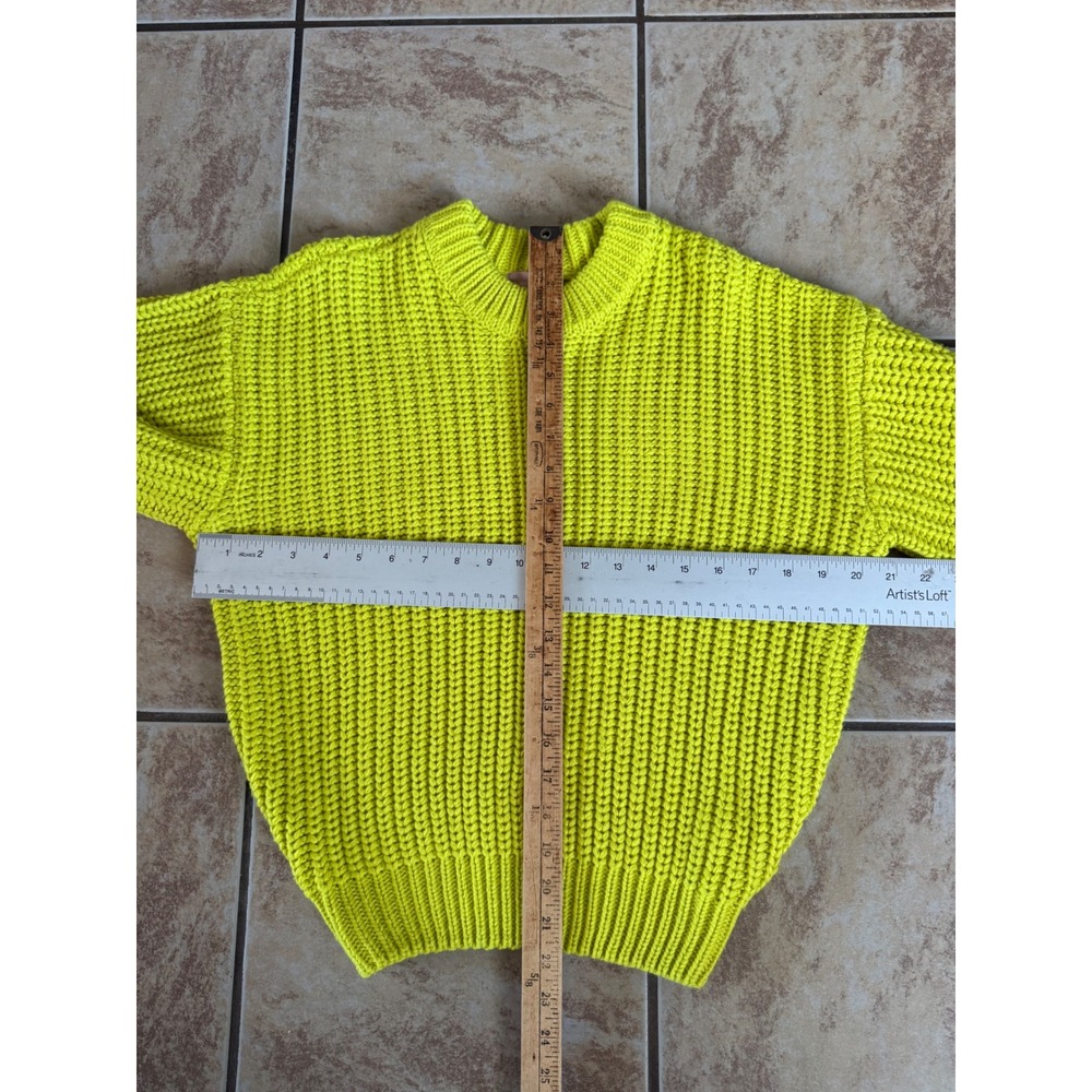 Show Me Your Mumu Bailey Sweater Lime Green Chunky Ribbed Knit Crewneck Small - Picture 4 of 8